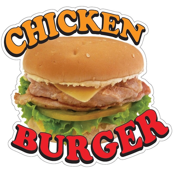 Chicken Burger Decal Concession Stand Food Truck Sticker, 24" x 10", D-DC-24 Chicken Burger19